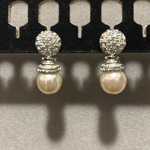 Vintage Rhinestone and Faux Pearl Earrings
